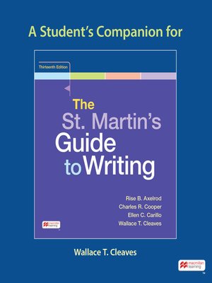 cover image of A Student's Companion for The St. Martin's Guide to Writing